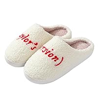 Cartoon Slippers for Womens Mens Cute Slippers Cozy Plush Warm Slip-on House Shoes for Indoor and Outdoor Meet Me at Midnight Strawberry Mushroom Evil Eyes Love Heart Slippers Valentine's Day Gifts