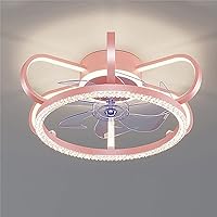Pink Acrylic Ceiling Fan with Remote Flush Mount Ceiling Fan with Lights Remote Control 3 Color temperatures,Dimming,3 Gear Wind Speed