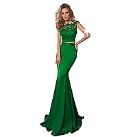 Women's Mermaid Long Evening Gowns Two Pieces Wedding Party Dresses