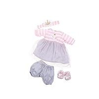 JC Toys | Berenguer Boutique | Baby Doll Outfit | Pink Striped Dress with Tulle Skirt, Shorts, Headband, and Booties | Ages 2+ | Fits Dolls 14