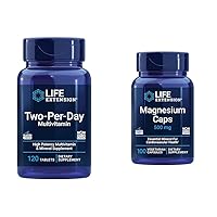Life Extension Two-Per-Day High Potency Multi-Vitamin & Mineral Supplement & Magnesium Caps, 500 mg, Magnesium Oxide, Citrate, Succinate
