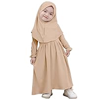 IKADEX Muslim Baby Girls Abaya Dress Hijab Khimar Islamic Kaftan Turkey Pakistani Clothes