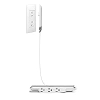 Ultra-Thin Outlet Concealer with Cord Concealer Kit, Extension Cord 10 feet, Power Strip 3 Outlets, Universal Size, ETL Certified (Ideal for Livingrooms & Bedrooms)