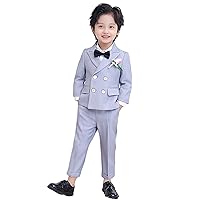 Boys' Herringbone Suit Three Pieces Double Breasted Buttons Peak Lapel Tuxedos for Cosplay Banquet Formal