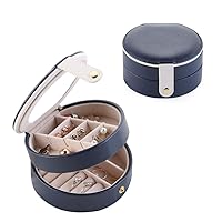 Jewelry Box Jewelry Storage Box Multi-Layer Portable,Earrings, Necklace, Travel Use（Dark Blue)