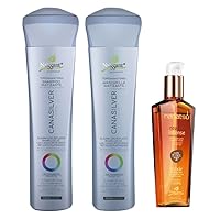 Naissant Set No Yellow Shampoo, Treatment Mask and Argan Oil. Color Care,Hair Intensifier and Damage Repair. Without Salt and Parabens for Blonde Hair (Silver Gray,Cana Silver).