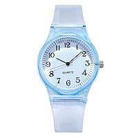 Transparent Silicone Ladies Watch, Colorful Simple Fashionable Digital Scale Quartz Watch Student Watch, Gift for Women Daughter and Student