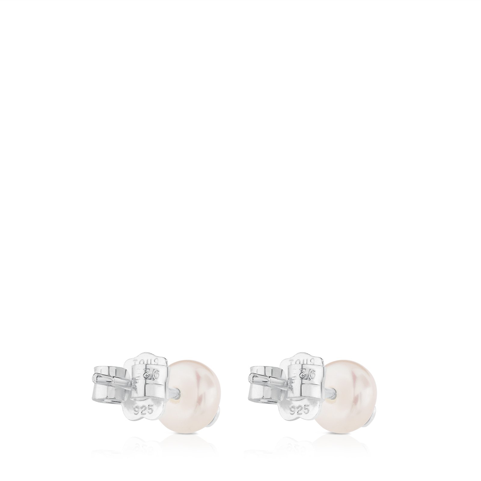 TOUS Bear 925 Silver Stud Earrings with White Freshwater Cultured Pearls