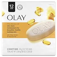 Olay Moisture Outlast Ultra Moisture Shea Butter Beauty Bar with Vitamin B3 Complex, 3.17 oz, (Pack of 12)