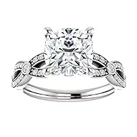 Moissanite Engagement Ring, 1.0ct Colorless Stone, 14K White Gold Ring