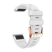 For Garmin Fenix 7S/5S Plus/6S/5S/Instinct 2S/D2, Quick Fit Soft Silicone Strap With Rose Gold Buckle For Women Man Breathable Waterproof Wristband Accessory