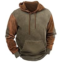 Hoodie for Men Patchwork Hooded Pullover Sweater Casual Loose Fleece Hooded Sweatshirt Tops Long Sleeve Hoody Shirt