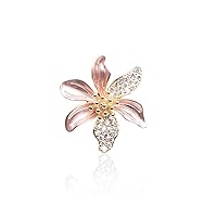 The New Temperament is Simple and Elegant, Pink Dripping Oil Lotus Cherry Blossom Brooch, Women's Diamond-Set Stamen Small pin Anti-Light Diamond-Set Version