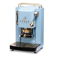 FABER COFFEE MACHINES | Model Pro Mini Deluxe | Coffee machine with pods ese 44 mm | Color Turquoise finishes Brass | Pressacialda in brass