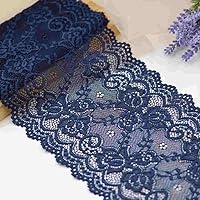 Lace Ribbon Costura Elastic Lace Trim for Crafts Lace Fabric Stretch Sewing Lace Trim (1 yard,Navy blue)