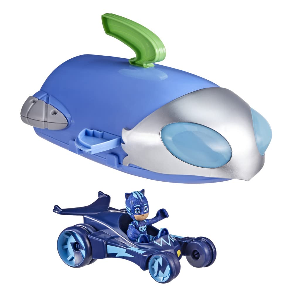 PJ Masks 2-in-1 HQ Playset, Headquarters and Rocket Preschool Toy for Kids Ages 3 and Up, Includes Catboy Action Figure and Cat-Car Vehicle