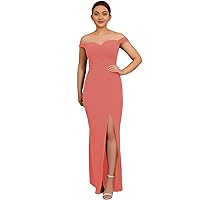 Off The Shoulder Bridesmaid Dresses for Women Chiffon Evening Party Gown with Slit