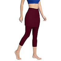 Casual Skirted Sporty Booty Lifting Leggings for Women Solid with Pocket Golf Dress Running Pants 2024 Workout Dressy