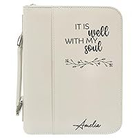 It Is Well With My Soul Bible Cover, Engraved Biblle Cover, Personalized Name Leather Bible, Religious Gift, Custom Bible, Leather Book Cover