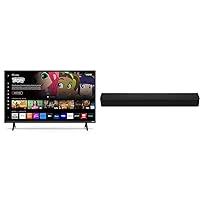 VIZIO 32 inch D-Series HD 720p Smart TV with Apple AirPlay and Chromecast Built-in & V-Series 2.0 Compact Home Theater Sound Bar with DTS Virtual:X, Bluetooth, Voice Assistant