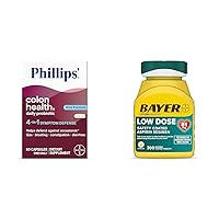 Phillips' Colon Health Daily Probiotic Capsules, 4-in-1 Symptom Defense & Bayer Aspirin Low Dose 81 mg, Enteric Coated Tablets, Doctor Recommended