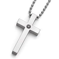 Titanium Engravable Fancy Lobster Closure Polished 1/2pt. Diamond Religious Faith Cross Necklace 22 Inch Measures 6.53mm Wide Jewelry for Women