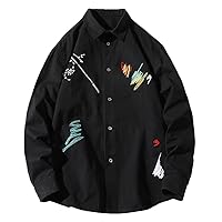 Chic Graffiti Embroidery Shirt Coats For Men Spring Trendy Streetwear Korean Style Lapel Hip-Hop Male Jackets