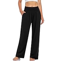 UEU Women's Casual Loose Wide Leg Cozy Pants Yoga Sweatpants Comfy High Waisted Sports Athletic Lounge Pants with Pockets