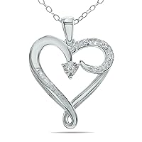Diamond I LOVE YOU MOM Heart Necklace in .925 Sterling Silver