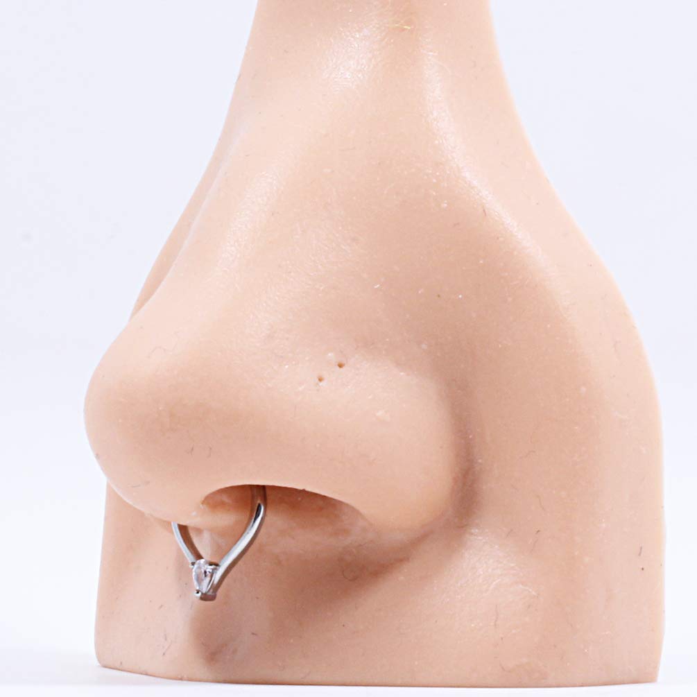 FANSING 16g 8mm Surgical Steel Teardrop Septum Piercing Rings for Women
