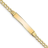 Jewels By Lux Engravable Personalized Custom 10K Yellow Gold Solid Curb Link ID Bracelet For Men or Women Length 8 inches Width 5.22 mm With Lobster Claw Clasp