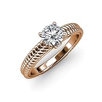 Round IGI Certified Lab Grown Diamond & Natural Diamond 1.03 ctw Split Shank Halo Engagement Ring 14K Gold