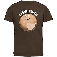I Love Pluto Planet Brown Youth T-Shirt - Youth X-Large