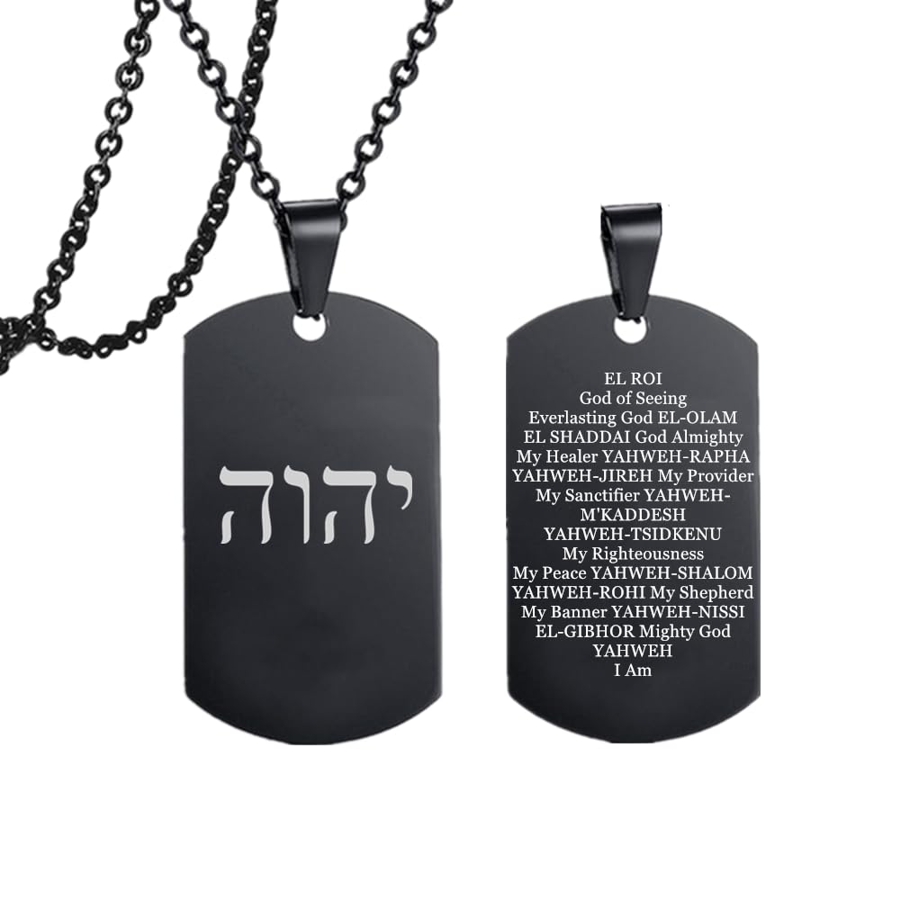 ForeverWill Hebrew Yhvh Yhwh Jehovah Names of God Pendant - Tetragrammaton Symbol Blessed Prayers Necklace - Hebrew Yahweh Amulets Religious Jewelry for Men Women