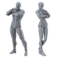 Drawing Figures Models, 2pcs 15cm/5.9inch Jointed Mannequin Drawing Figures, Female Male Action Figure Body Painting Model, Figure Model for Sketching, Painting(No Back Support Stand)