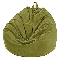 Bean Bag Chair Lazy Sofa Soft Corduroy Bedroom Without Filler Bean Bag Cover Lounger Stuffed Storage Couch Home Decor Adults Kids Living Room (Color : Green, Specification : 85x110cm)
