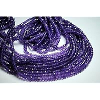 Full 13 Inch X 1 Strand Fine Quality African Amethyst 3.5 mm Approx Faceted Rondelle Beads 3.50 mm Approx.