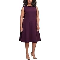 Tommy Hilfiger Women's Plus Size Fit and Flare Dress, AUBGERGINE