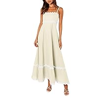 Sundresses for Women 2024 Fashion Sexy Solid Color Sleeveless Adjustable Strap Strapless Dress