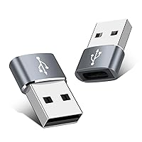 USB Adapter Type C (Female) to USB 2.0 (Male) 480Mbps Fast Charge & Fast Data Sync Mini Type C to USB A Charger Plug Cable Converter for MacBook/iPad Pro/Sony Xperia/PC/Tablet (2xGray)