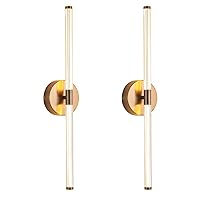 Wall Sconces Set of Two Brushed Brass Gold LED Wall Lights Modern Linear Sconces Wall Lighting Indoor Sconces Wall Decor Set of 2 Wall Lamps for Living Room Wall Scones, Wall Lights Set of 2