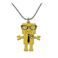 Nerd Alert Robot Necklace - Yellow