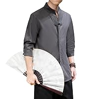 Summer Tang Suit Top Men's Chinese Linen Shirt Retro Casual Top Plus Size Kung Fu Traditional Asian Clothing