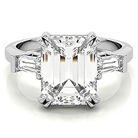 HNB Gems 4 TCW Emerald Moissanite Engagement Rings 10K 14K 18K Solid Gold Moissanite Diamond Ring 925 Sterling Silver Solitaire Engagement Ring Wedding Ring