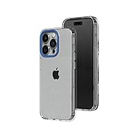 RhinoShield Crystal Clear Case Compatible with [iPhone 15 Pro Max] | Advanced Yellowing Resistance, High Transparency, Protective and Customizable Clear Phone Case - Cobalt Blue Camera Ring