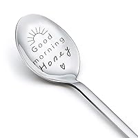 Good Morning Honey Spoon Gifts for Women Men Graduation Birthday Gifts for Boyfriend Girlfriend Best Friends Gifts for Friends Female Male Engraved Anniversary Christmas Gifts for Couples Husband Wife