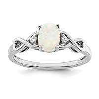1.5 To 4.2mm 10k White Gold Simulated Opal and Diamond Ring Size 7.00 Jewelry Gifts for Women