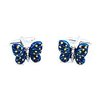 Butterfly Blue Pair Cufflinks in a Presentation Gift Box & Polishing Cloth