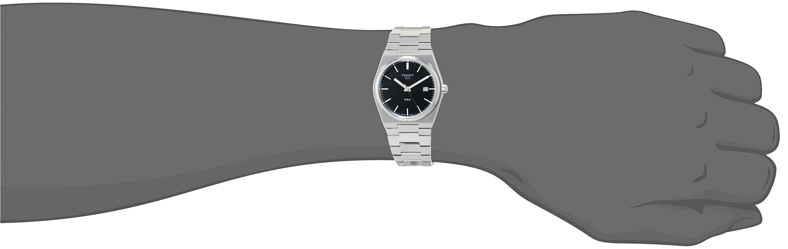 Tissot mens PRX 316L stainless steel case Dress Watch Grey T1374101105100