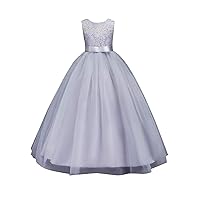 EFOFEI Girls Lace Sleeveless Wedding Dance Evening Tutu Princess Prom Maxi Party Dress
